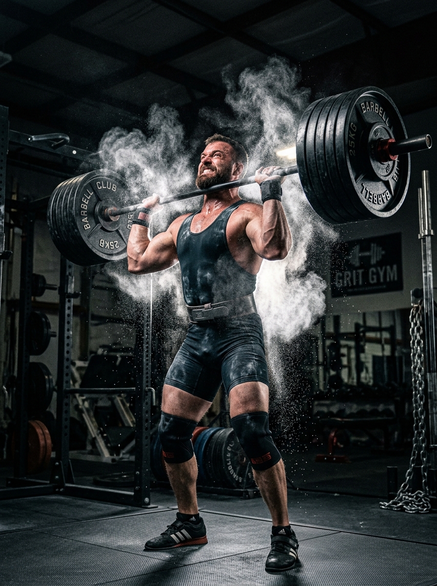 Heavy Overhead Press with Chalk Explosion